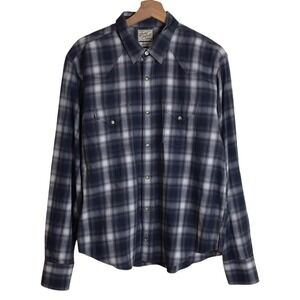 Lucky Brand Mens Western Snap Button Plaid Long Sleeve Shirt Size L